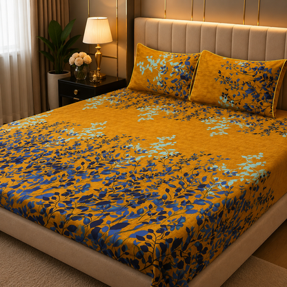 3D Crystal Cotton 3-piece Bedsheet Set
