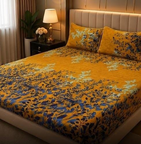 3D Crystal Cotton 3-piece Bedsheet Set