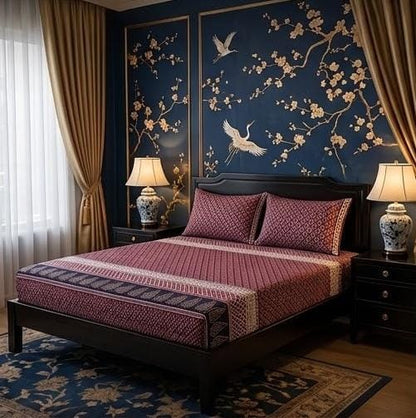 3D Crystal Cotton 3-piece Bedsheet Set