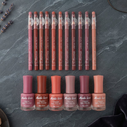 Nails Polish And Lip Pencils Combo Deal