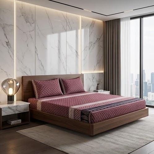 3D Crystal Cotton 3-piece Bedsheet Set