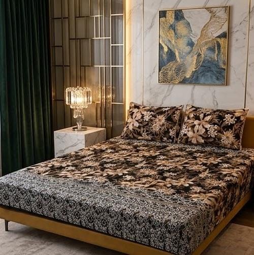 3D Crystal Cotton 3-piece Bedsheet Set