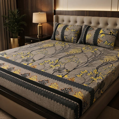3D Crystal Cotton 3-piece Bedsheet Set