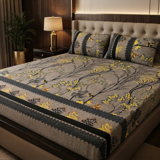 3D Crystal Cotton 3-piece Bedsheet Set