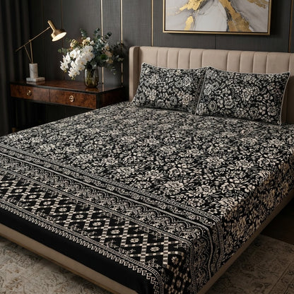 3D Crystal Cotton 3-piece Bedsheet Set