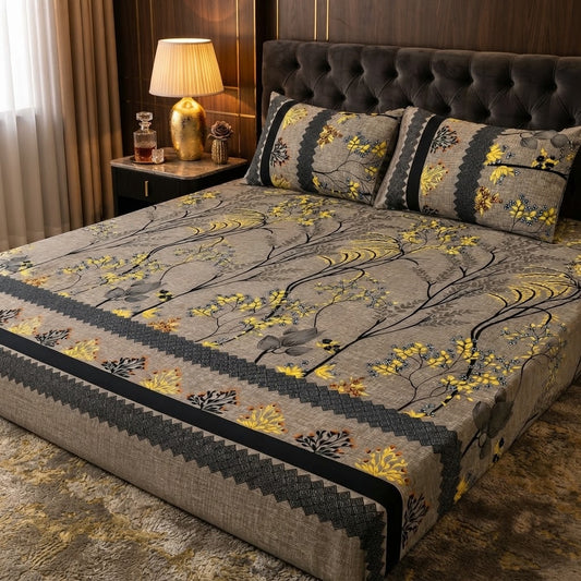 3D Crystal Cotton 3-piece Bedsheet Set