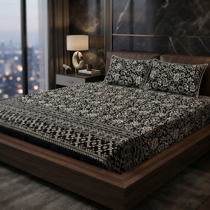 3D Crystal Cotton 3-piece Bedsheet Set