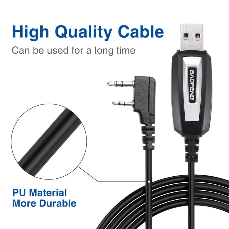 USB Programming Cable For Baofeng UV-5R/82/888S/UV-S9PLUS/UV-13/16/17/21 Pro & Quansheng UV-K5/5R Plus Walkie Talkie