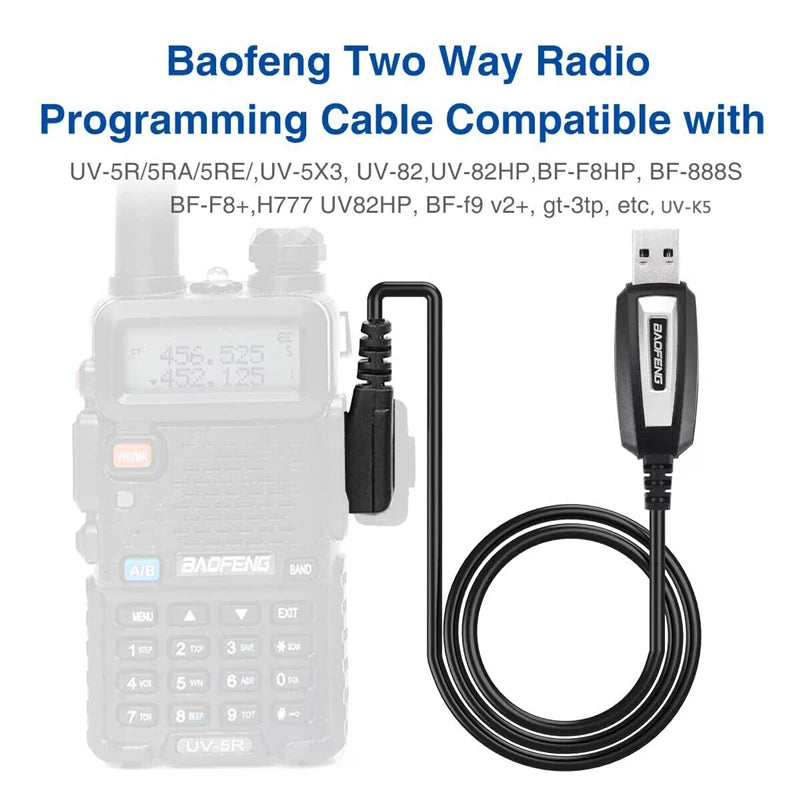 USB Programming Cable For Baofeng UV-5R/82/888S/UV-S9PLUS/UV-13/16/17/21 Pro & Quansheng UV-K5/5R Plus Walkie Talkie
