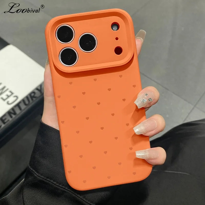 Cute Love Heart Candy Color Matte Case for iPhone 17 16 15 Pro Max 14 Plus 12 13 11 Air Soft Liquid Silicone Ultra Slim Cover