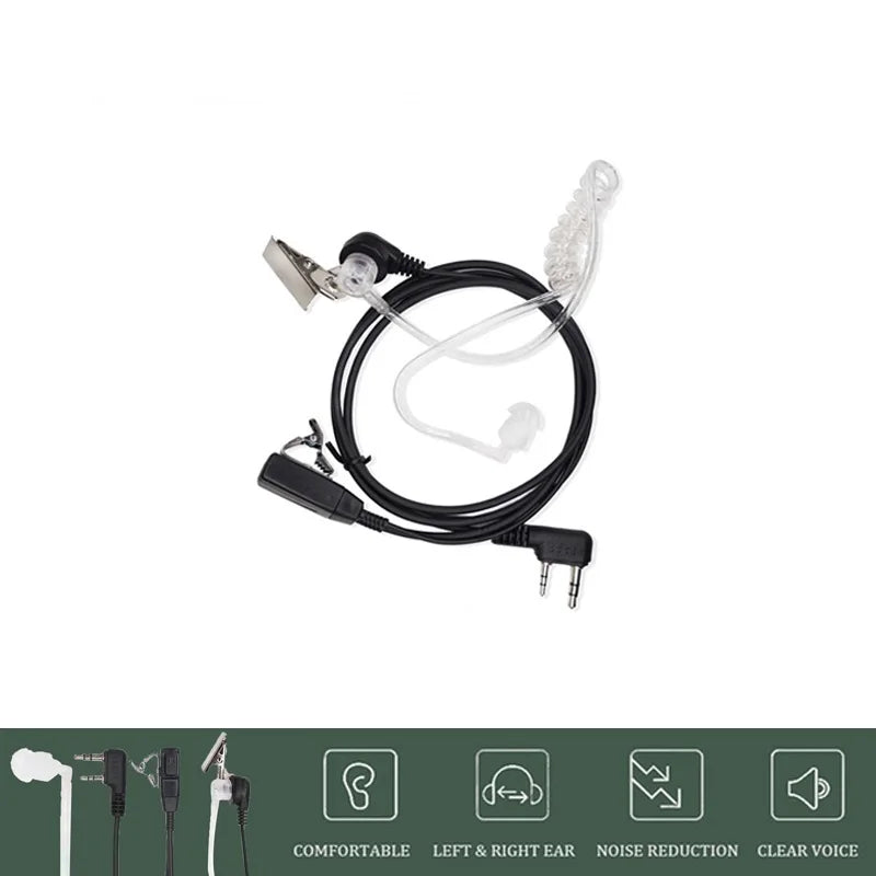 2 Pin PTT MIC Headset Covert Acoustic Tube In-ear Earpiece For Kenwood TYT Baofeng UV-5R BF-888S CB Two Way Radio Accessories